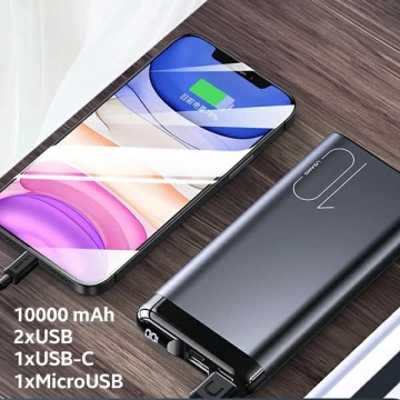 USAMS Powerbank PB55 10000mAh 2xUSB LED Display grau/grau 10KCD14801 (US-CD148) Aluminium