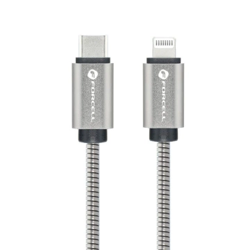 Kabel USB-C auf Lightning 27W 1m Forcell Stalowy PD iPhone iPad