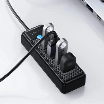 Hub USB-A Orico PW4U-U3 4x USB-A 3.0 Czarny