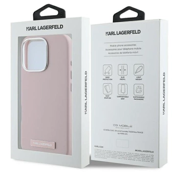 Etui Karl Lagerfeld do iPhone 16 Pro Max 6.9" Różowy MagSafe Hardcase FW Metal Plate 