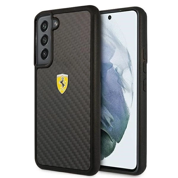 Etui na telefon Ferrari Hardcase do Samsung Galaxy S22 czarny/black hardcase On Track Real Carbon