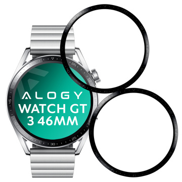 2x Alogy 3D Flexibles Glas für Huawei Watch GT 3 46mm Schwarz