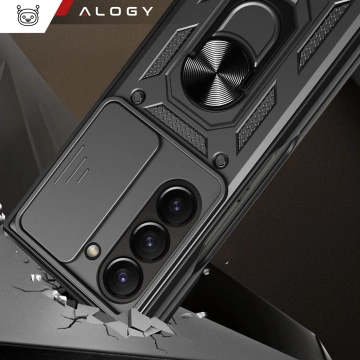 Schutzhülle für Samsung Galaxy Z Fold 6, gepanzerte Slide-Hülle mit Ringkameraschutz, Camshield Alogy, schwarz