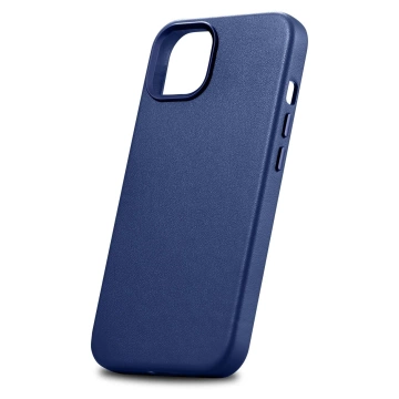 Etui na telefon iCarer Case Leather z naturalnej skóry do iPhone 14 Plus niebieski (kompatybilne z MagSafe)
