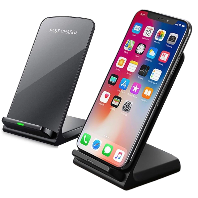 Alogy Qi Stand Charger kabelloses Induktionsladegerät für Telefonständer-Ladestation 15 W Schwarz