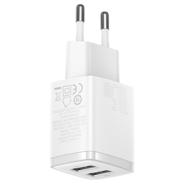 Mocna Ładowarka sieciowa Baseus Compact 2x USB 2.1A 10.5W Biała