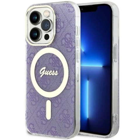 Guess GUHMP14LH4STU Handyhülle für Apple iPhone 14 Pro 6,1" lila/lila Hardcase 4G MagSafe