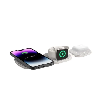 QI15W-A24 3IN1 magnetisches MagSafe kabelloses Ladegerät für iPhone, Airpods, Apple Watch Grau