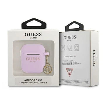 Etui ochronne na słuchawki Guess do AirPods cover fioletowy/purple Silicone Charm 4G Collection