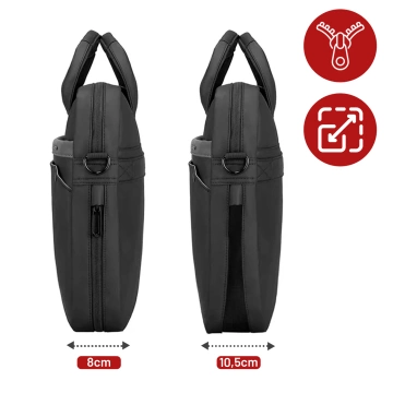 Torba na Laptopa 14" Mark Ryden, Wodoodporna, Elegancka i Pojemna, Lekka 0.5 kg, z Kieszenią na Laptopa i Tablet 9.7", Pasek na Walizkę – Czarna