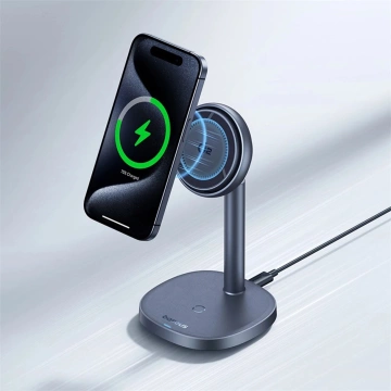 Ładowarka indukcyjna Baseus Orbit 2 Pro MagSafe Qi2 20W 2w1 z chłodzeniem szara