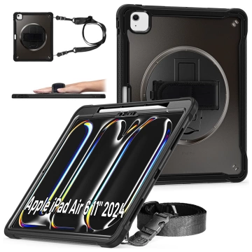 360°-Schutzhülle mit Stifthalter für Apple iPad Air 11" (2024, 2025) / Air 10,9" (2020, 2022) / Pro 11 (2018) – Alogy Pirate 360 ​​Tablet-Hülle, Schwarz