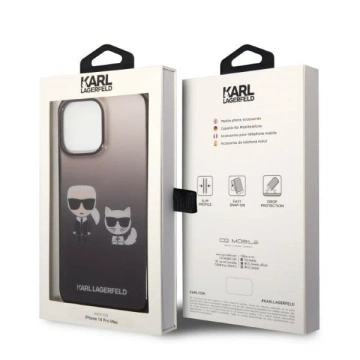 Etui ochronne na telefon Karl Lagerfeld KLHCP14LTGKCK do Apple iPhone 14 Pro 6,1" hardcase czarny/black Gradient Ikonik Karl & Choupette