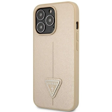 Etui Guess GUHCP14XPSATLE do Apple iPhone 14 Pro Max 6,7" beżowy/beige hardcase SaffianoTriangle Logo