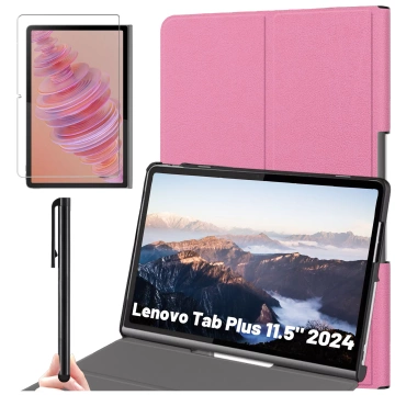 Schutzhülle aus Glas für Lenovo Tab Plus 11,5" 2024 TB351FU Alogy Book Cover Case Tablet Case Pink Gratis Stylus
