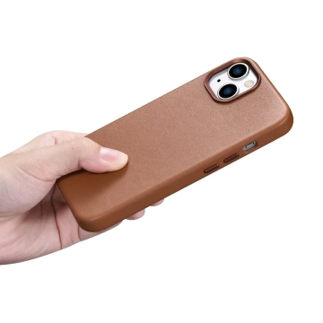 iCarer Case Lederhülle für iPhone 14 Plus braun (kompatibel mit MagSafe)