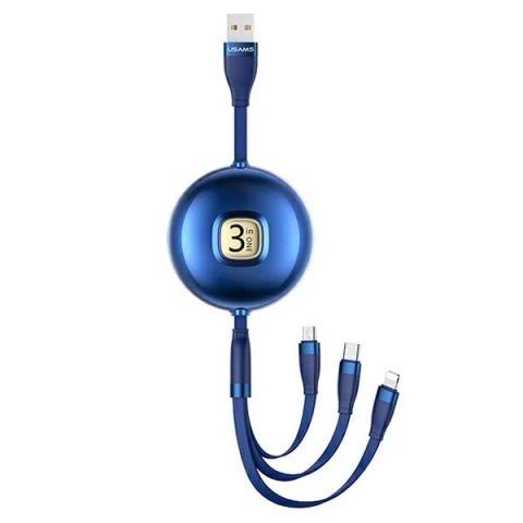 USAMS Kabel U69 3w1 1m niebieski/blue (lightning/microUSB/USB-C)