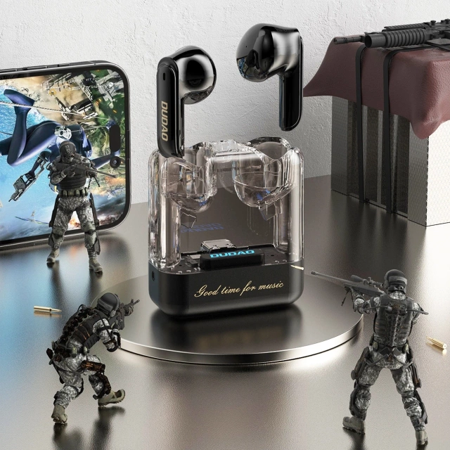 Słuchawki TWS Dudao U18Pro Bluetooth 5.3 – Przezroczyste, LED, Czarny