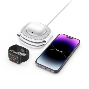 QI15W-A24 3IN1 magnetisches MagSafe kabelloses Ladegerät für iPhone, Airpods, Apple Watch Grau