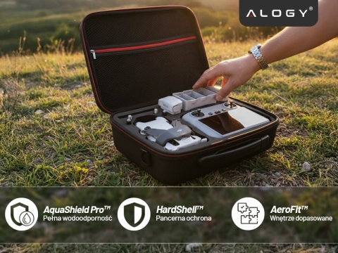 Hartschalenkoffer Koffer Koffer für DJI Mini 4 Pro / DJI Mini 3 Pro / Mini 3 Drohne Hartschale mit Tragegurt Hartschale Alogy Schwarz