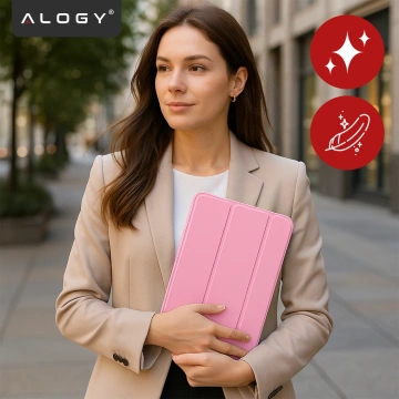 Etui do Apple iPad 11gen. 11" 2025 / 10gen. 10.9" 2022 Ochronne Hybrydowe z Miejscem na Rysik, Składana Okładka, Funkcja Podstawki, Alogy HybridBook™ Case  – Różowe