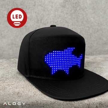 Czapka z daszkiem z oświetleniem LED RGB Piksele bluetooth Alogy PixelCap™ led telefon komórkowy sterowana aplikacją pixel Czarna