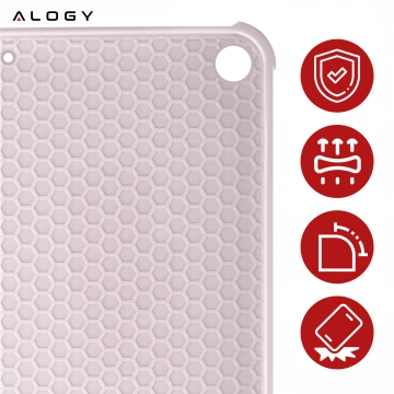 Etui do Apple iPad 10.2 9 gen 8/7 2021/2020/2019 Smart Pencil Case Alogy TPU obudowa na tablet Różowe + Szkło Hartowane