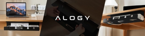 Organizer na Kable 2w1 Pod Biurko i na Ścianę, 40 cm, z Paskiem Klejącym utrzymanie porządku na biurku, Alogy CableHold™ – Czarny