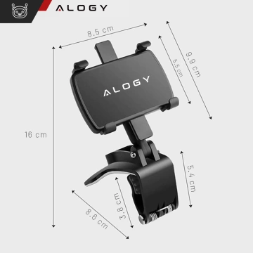 Uchwyt samochodowy do auta Alogy na telefon max 7.2 cali na lusterko kokpit osłonę czarny