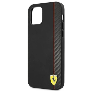 Ferrari iPhone 12 mini 5.4" Hülle schwarz/schwarz Hardcase On Track Carbon Stripe