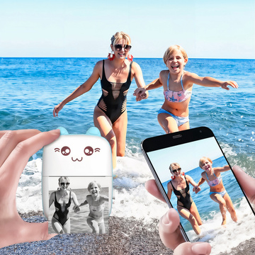 Drukuś Thermodrucker mit 6 Rollen Thermopapier für Kinder Blau