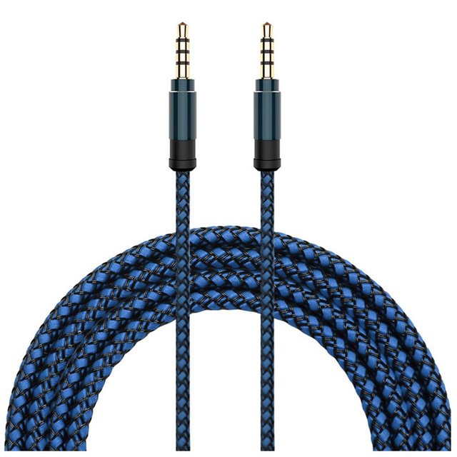 Kabel Audio 2x Mini Jack - Jack 3.5mm długi przewód AUX Oplot mocny 1.5m Niebieski
