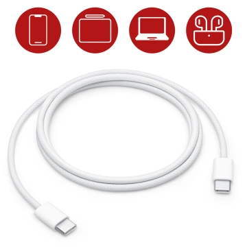 Kabel Apple USB-C do USB-C 1m, 60W, biały, trwały, oryginalny
