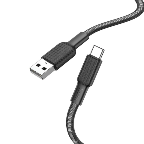 HOCO USB-A auf Typ C Kabel X69 1m Schwarz/Weiß 3A Nylongeflecht