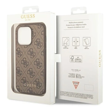Etui Guess GUHCP14LG4GFBR für Apple iPhone 14 Pro 6,1" brązowy/brown Hard Case 4G Metal Gold Logo