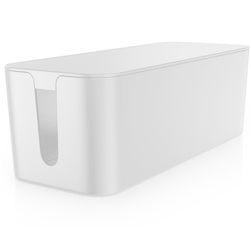 Kabel-Organizer, Schreibtisch-Bodenbehälter für Kabel, Lamellen, Alogy Box M, 31 cm, Weiß