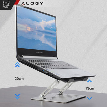 Laptophalter Tablet 17" Ständer klappbar verstellbar Aluminium für Schreibtisch 25 x 21,5cm Alogy Silber