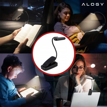 Lampa biurkowa Alogy LED z klipsem Bezprzewodowa do czytania Czarna