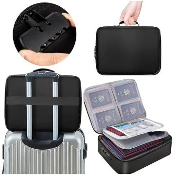 Alogy Dokumententasche mit Zahlenschloss – 37 x 26 x 11 cm, Schwarz