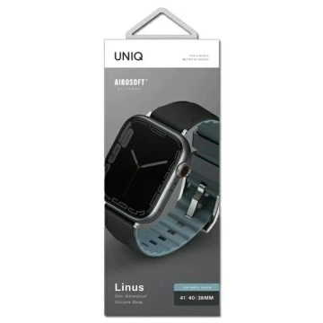 Pasek UNIQ Linus Apple Watch Series 4/5/6/7/8/SE/SE2 38/40/41mm Airosoft Silikon czarny/midnight black