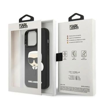 Handyschutzhülle Karl Lagerfeld KLHCP13LKH3DBK für Apple iPhone 13 Pro / 13 6.1" schwarz/schwarz Hardcase 3D Rubber Karl`s Head