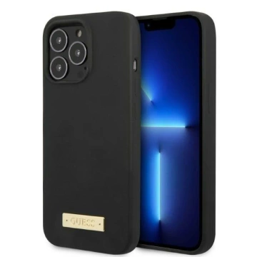 Etui Guess GUHMP13XSPLK für Apple iPhone 13 Pro Max 6,7" Czarny/Black Hard Case Silikon Logo Plate MagSafe