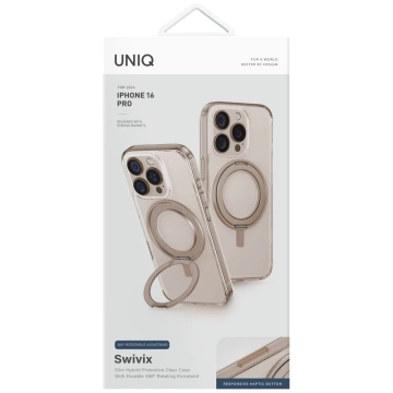 UNIQ Swivix 360 Drehbarer Ständer Case Gold für iPhone 16 Pro 6,3″