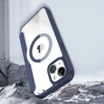 Dux Ducis Skin X Pro Hülle für Apple iPhone 15 Plus Magnetische MagSafe Flip Cover – Blau