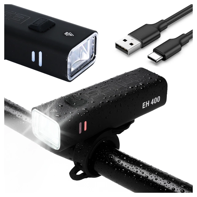 Lampka rowerowa EH 400 przód LED przednia światło roweru regulowane 400 LM 2000mah oświetlenie wodoodporna światełko na rower czarna