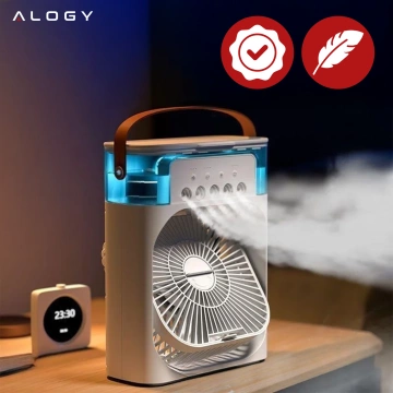 Wentylator wiatrak biurkowy 3w1 Klimator Alogy DeskBreeze™  stojący mały cyrkulator z nawilżaczem powietrza timerem i podświetleniem LED USB-C