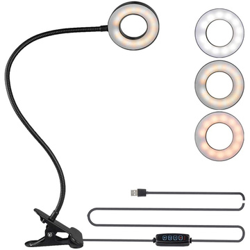 Lampe flexibler Ring Lampe Alogy Clipring für Schreibtisch flexible Universalfernbedienung USB Schwarz