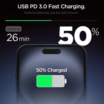 Spigen Essential EE201EU 20W USB-C GaN Quantum Boost Schwarzes Wandladegerät