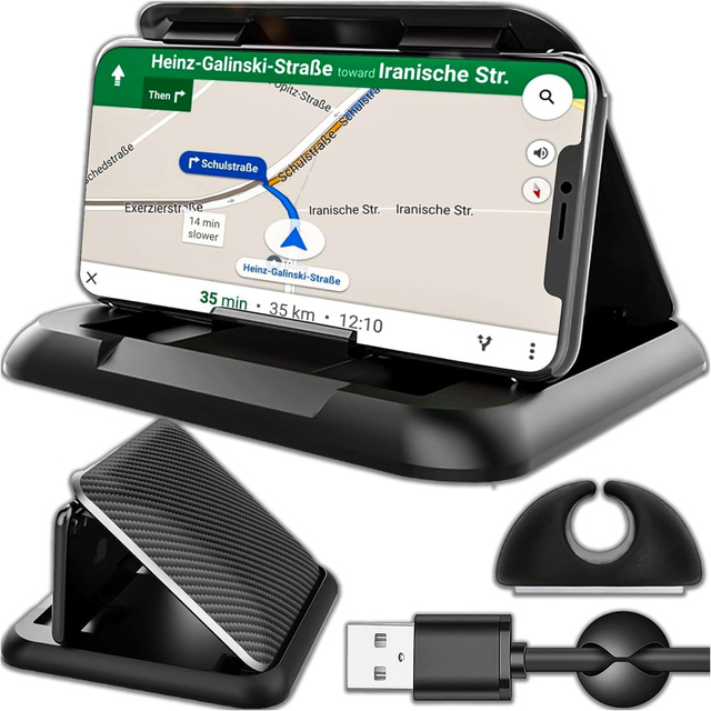 Alogy Carbon Auto-Cockpit-Armaturenbrett-Halterung für Telefone bis zu 6,8 Zoll, GPS, schwarzer Organizer