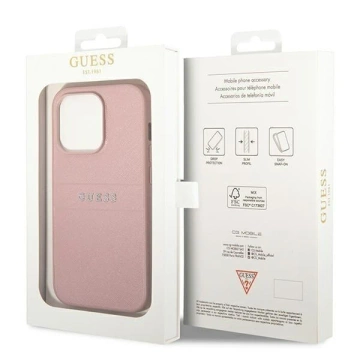 Guess GUHCP14LPSASBPI Hülle für Apple iPhone 14 Pro 6.1" pink/pink Saffiano Strap